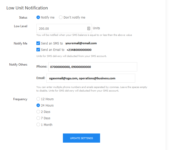 Low account notification system